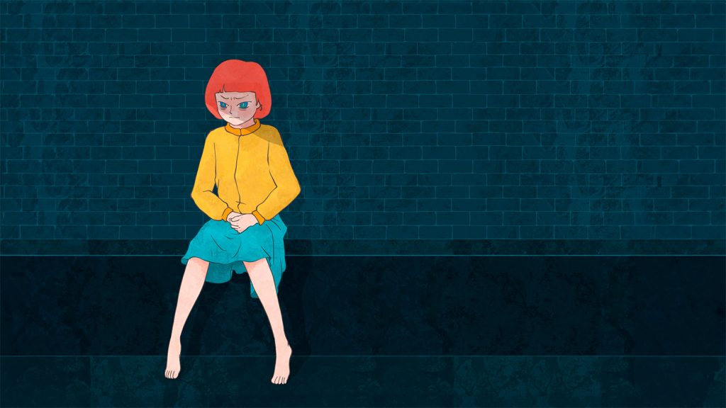Ilustración de mujer con menstruación