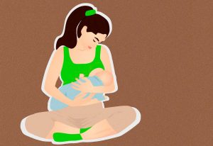 Dibujo de mujer amamantando a un bebé