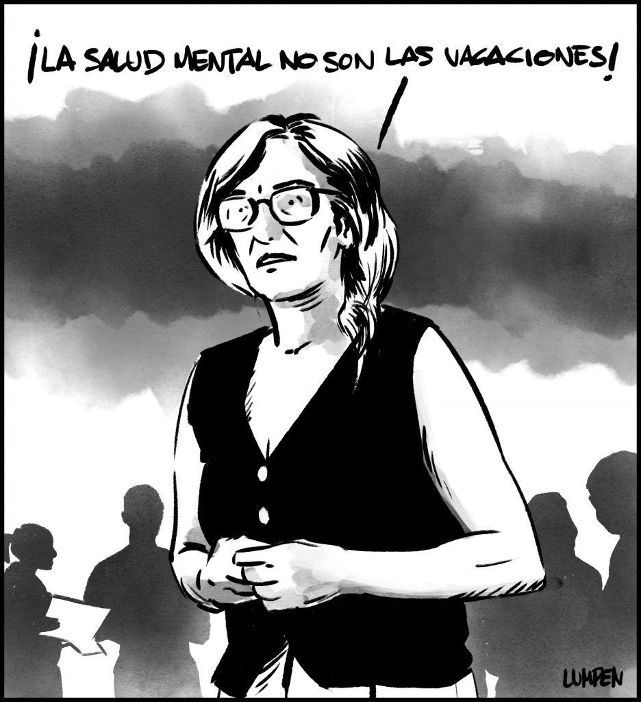 Mujer hablando sobre salud mental