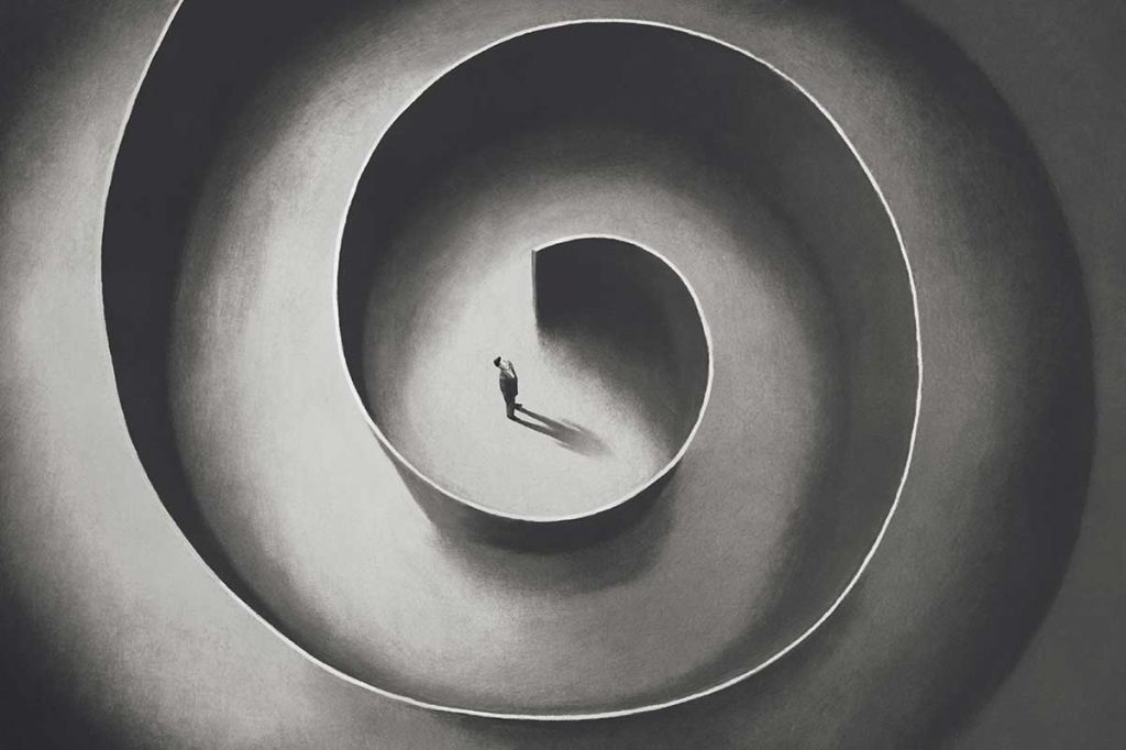 Ilustración persona dentro de un laberinto