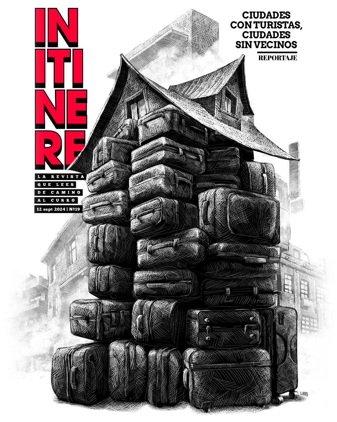 Casa construida de maletas