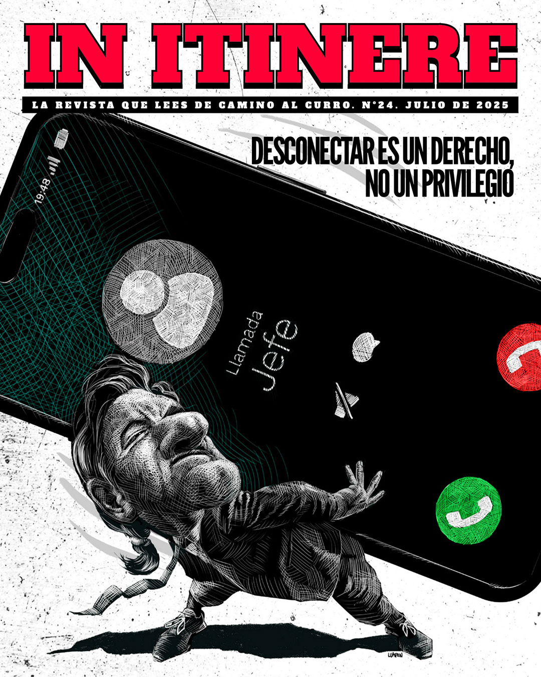 Trabajador sujetando un movil