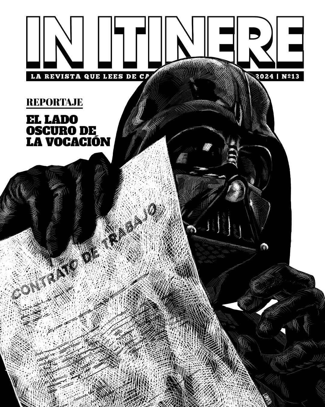 Darth Vader con un contrato de trabajo