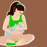 Dibujo de mujer amamantando a un bebé