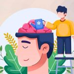 Hombre regando un cerebro