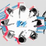 Collage de personas trabajando.