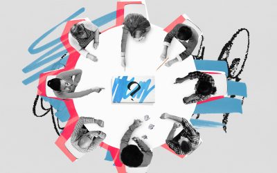 Collage de personas trabajando.