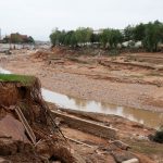 Zona devastada por riadas e inundaciones