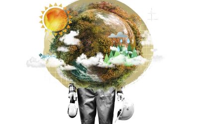 Collage de hombre con clima