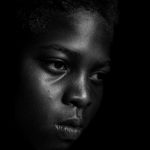 Inmigrante en una foto en blanco y negro