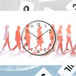 Collage persona con calendario y reloj