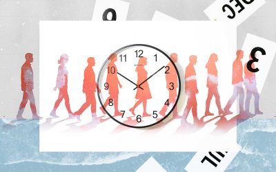 Collage persona con calendario y reloj