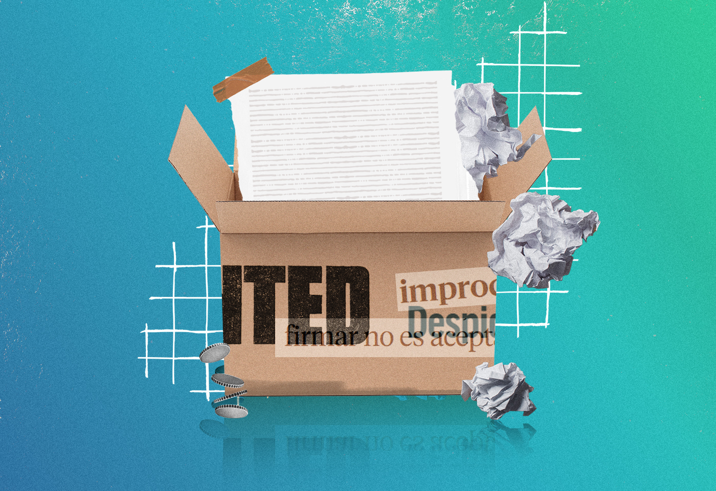 Papeles en una caja de cartón