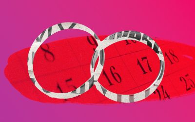 Dos anillos de bodas entrelazados