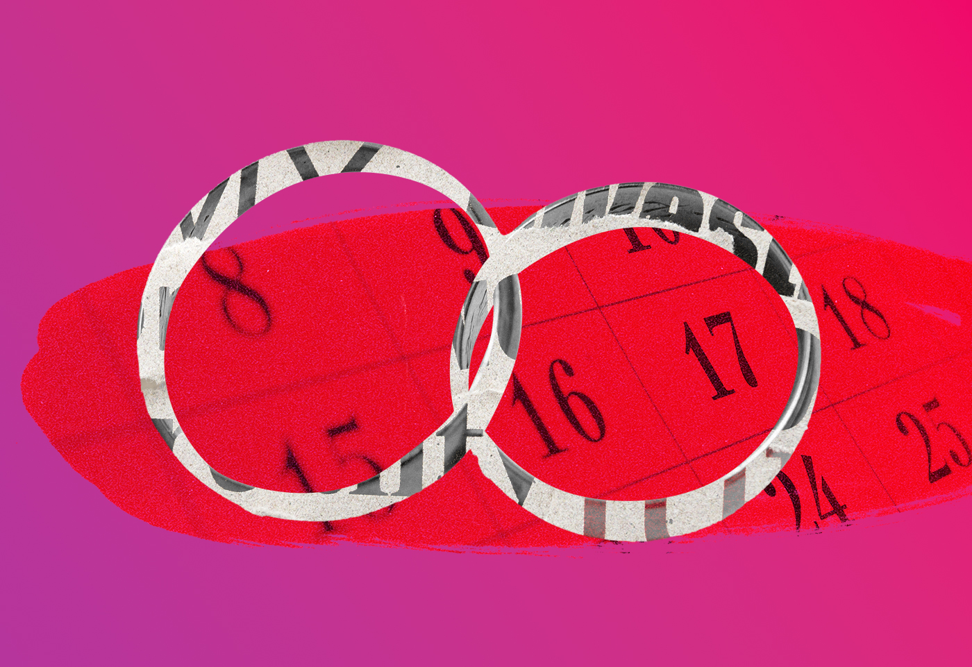 Dos anillos de bodas entrelazados