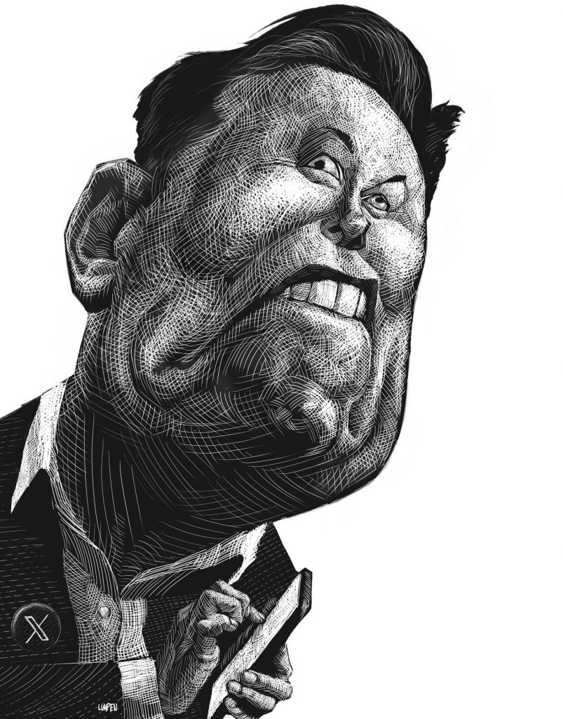Ilustración de Elon Musk