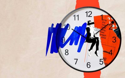 Collage reloj con persona en un descanso